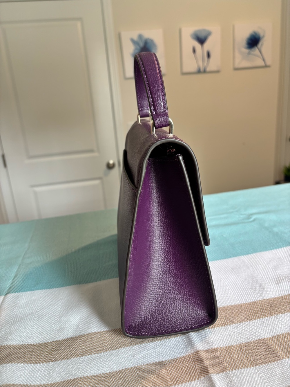 Kate Spade Darcy Top Handle Satchel Ripe Plum Leather Crossbody - Picture 7 of 10